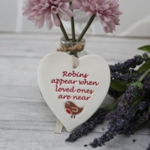 Robins Appear Ceramic Heart Decoration