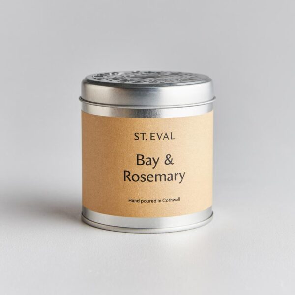 Bay & rosemary tin candle by st eval
