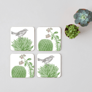 cactus and bird coasters