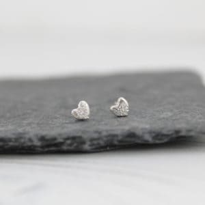 silver mini heart studs