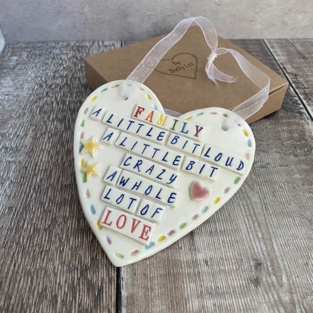 family pottery heart by shelly lee
