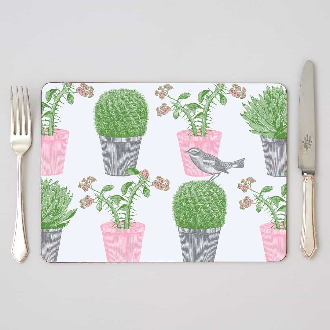 thornback and peel cactus and bird placemats