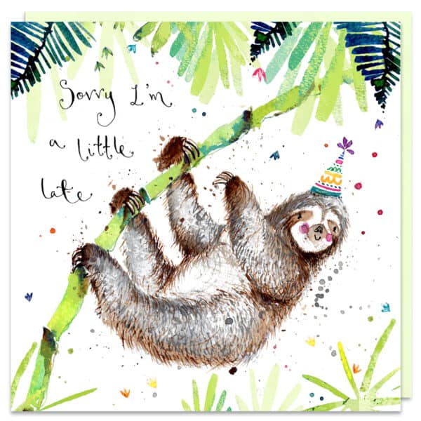 sloth sorry i am late card by louise mulgrew