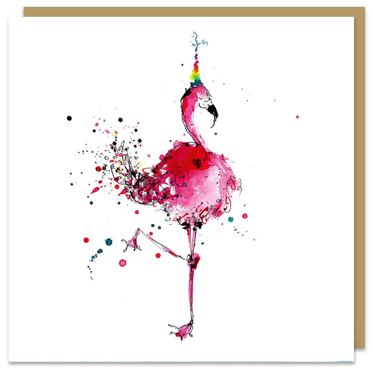 flamingo card by louise mulgrew