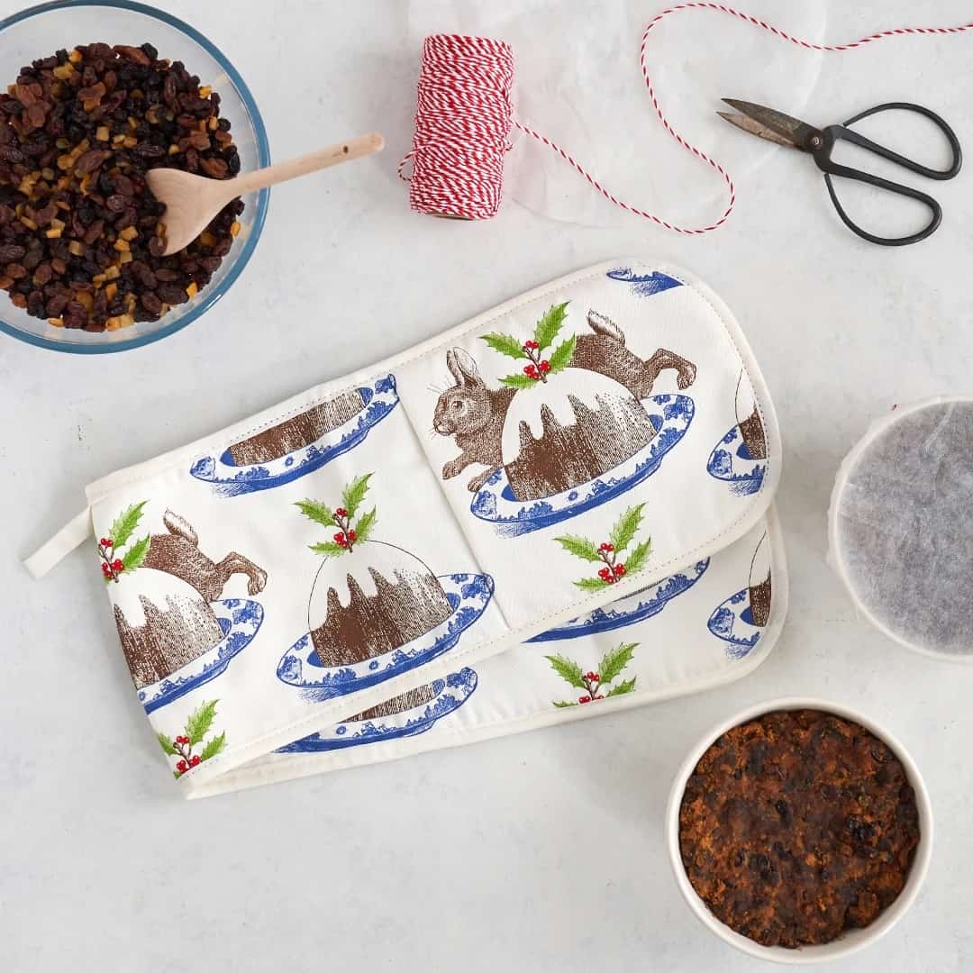 christmas pudding oven gloves by thornback & peel