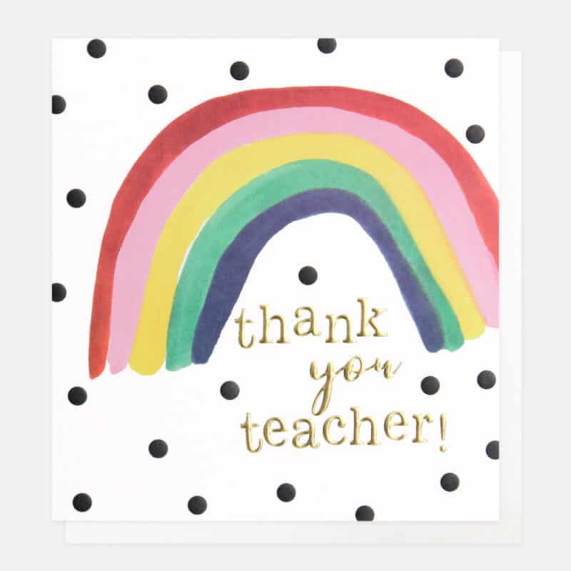 rainbow thank you teacher card by caroline gardner