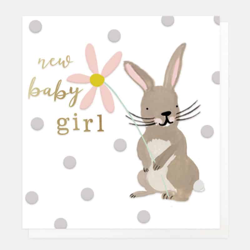 Bunny New Baby Girl Card by Caroline Gardner