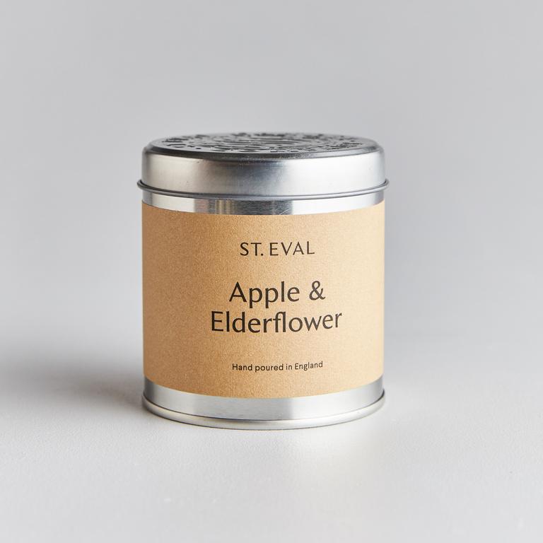apple and elderflower scented candle tin by st eval