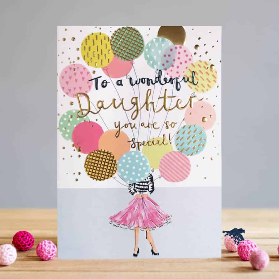 Daughter Balloons card by louise tiler