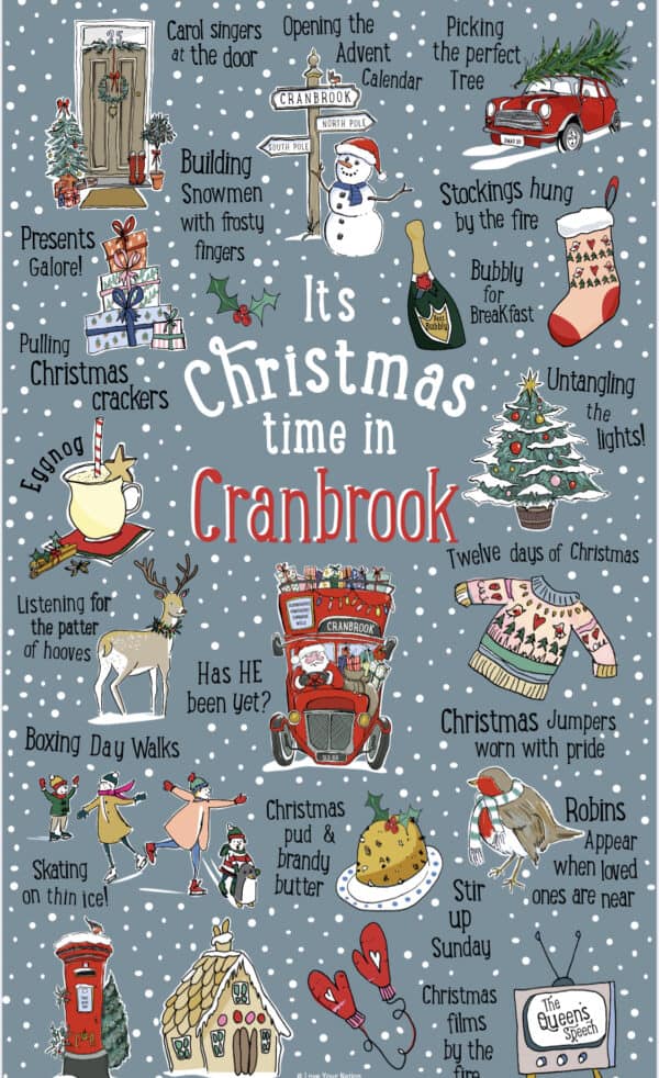 Its christmas time in cranbrook tea towel by love your nation