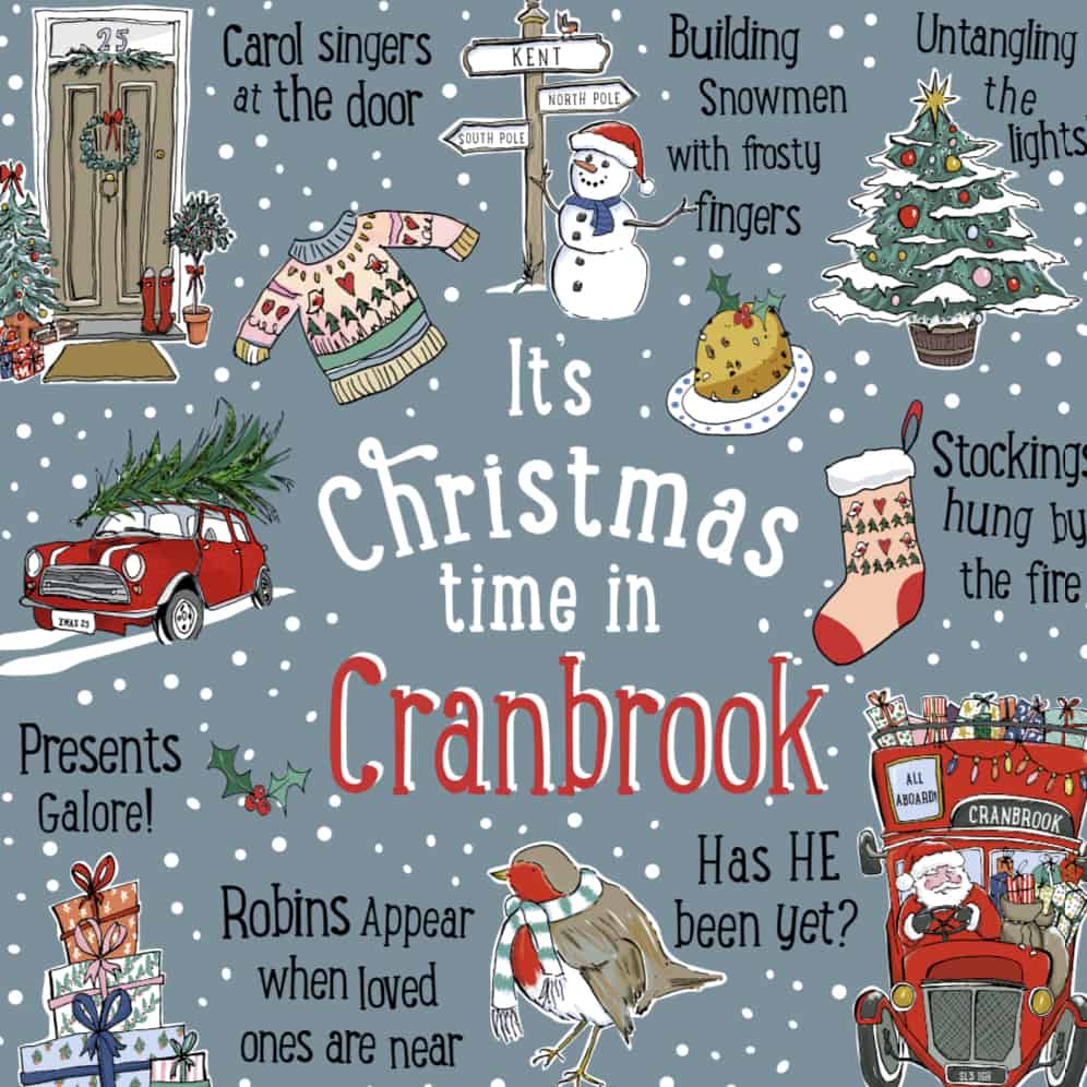 Its christmas time in cranbrook greeting card by love your nation