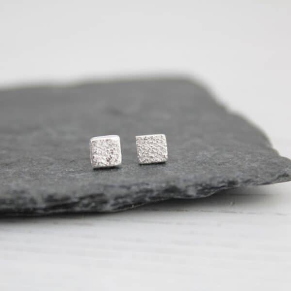 Handmade Sterling Silver Mini Square Studs By lucy Kemp Jewellery
