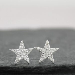 Handmade sterling islver star studs by lucy kemp jewellery
