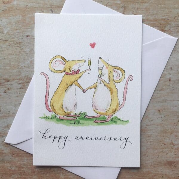 Happy anniversary mice card by ellie hooi illustration