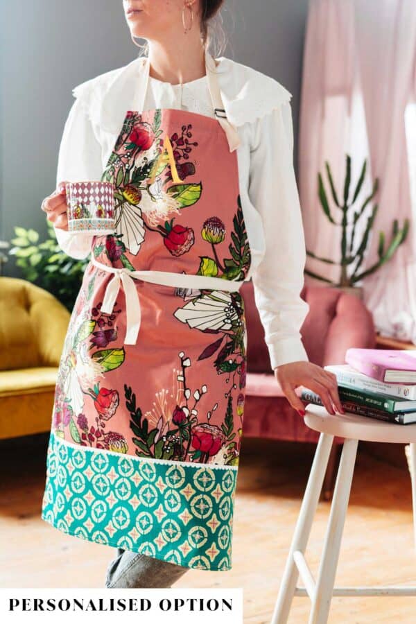 Pink blooms apron by katie cardew