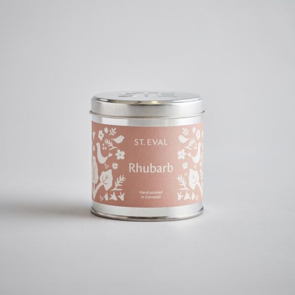 Rhubarb summer scented tin candle by st eval