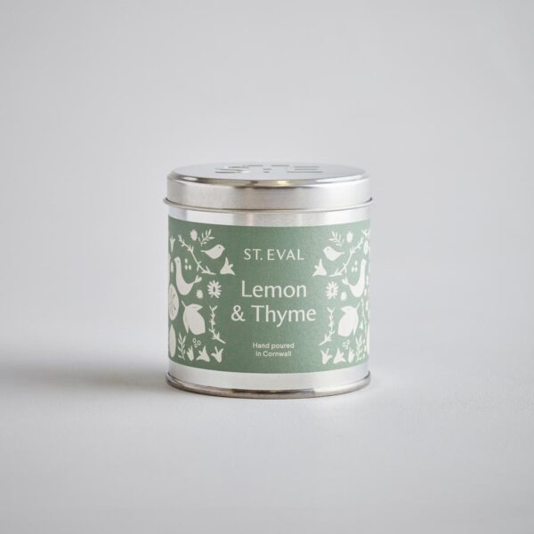 Lemon & thyme tin candle by st eval