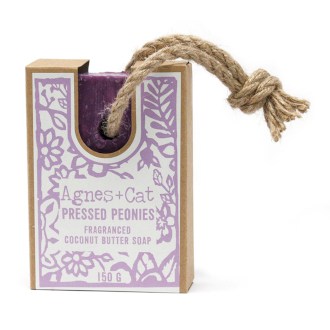 Pressed peonies soap on a rope by agnes + cat