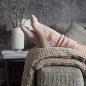 Pink Alpaca Bed Socks by Tom Lane