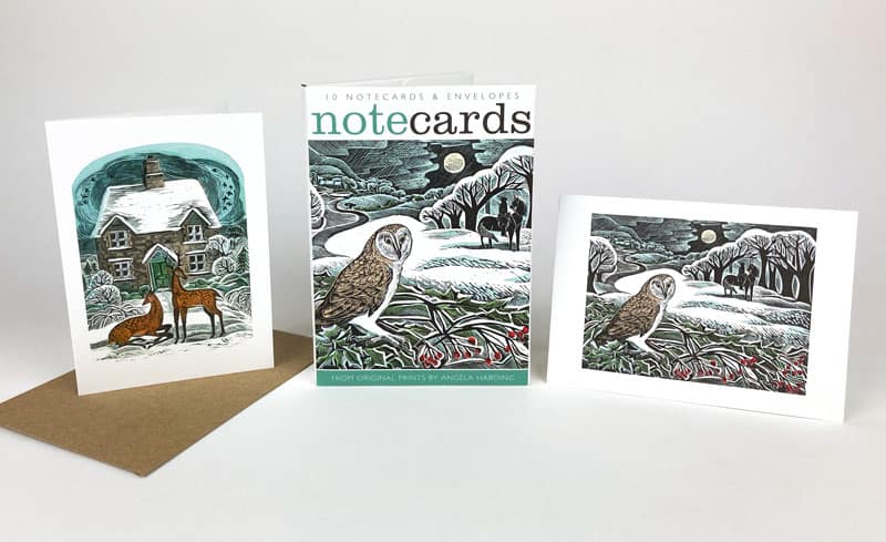 Christmas Cottage & Owl Flight from prints by Angela Harding