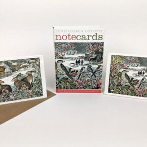 Holly hedge and we three hares notecards by anglea harding