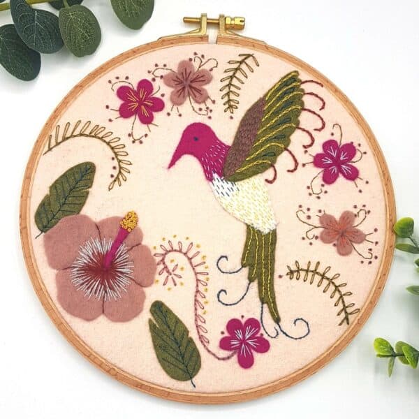 Hummingbird Felt Embroidery Hoop Kit by Corinne Lapierre