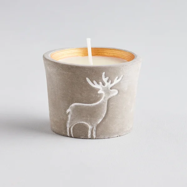 Orange & Cinnamon Scented Winter Woodland Reindeer Pot Candle by ST Eval