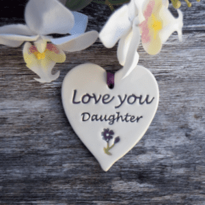 Daughter ceramic heart by broadlands pottery
