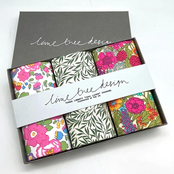 Flower Power Set of 3 Liberty Hankies by Lime Tree Design