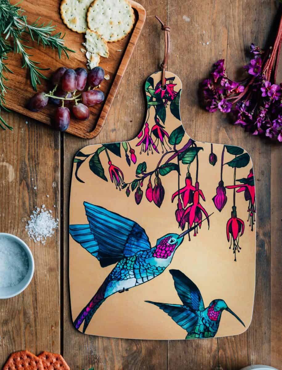 Hummingbird large platter board by katie cardew