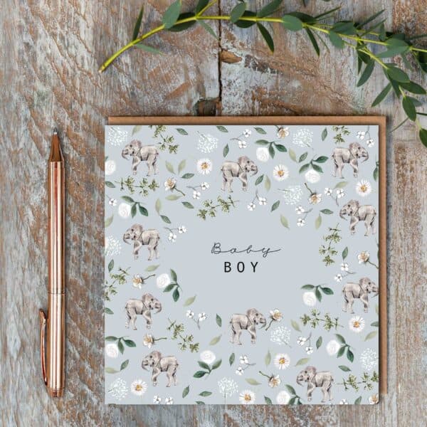 Baby Boy Elephant Card by Toasted Crumpet