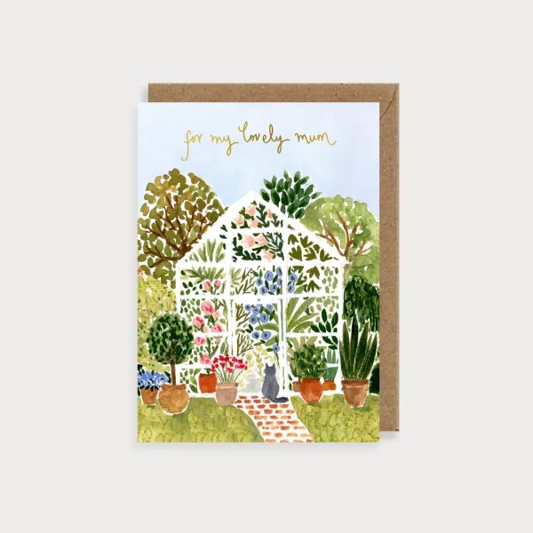 Greenhouse mum card by Louise Mulgrew