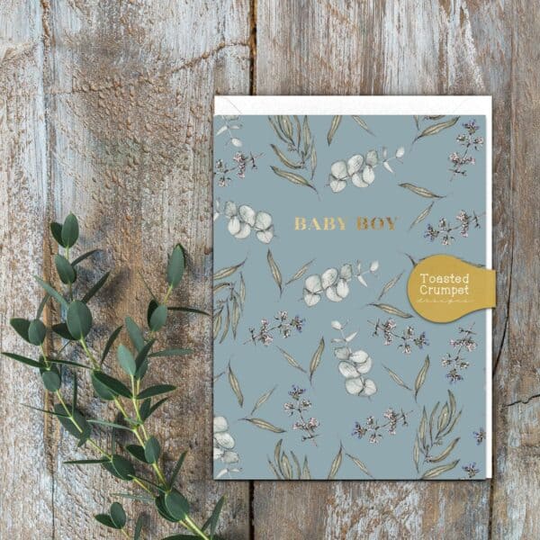 Baby Boy Eucalyptus Card by Toasted Crumpet