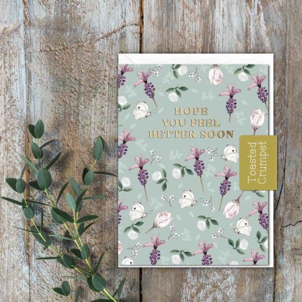 Feel Better Soon (Lavender & White butterflies) card by Toasted Crumpet