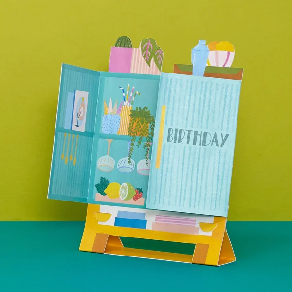 'Happy birthday' drinks 3D fold out card By Raspberry Blossom