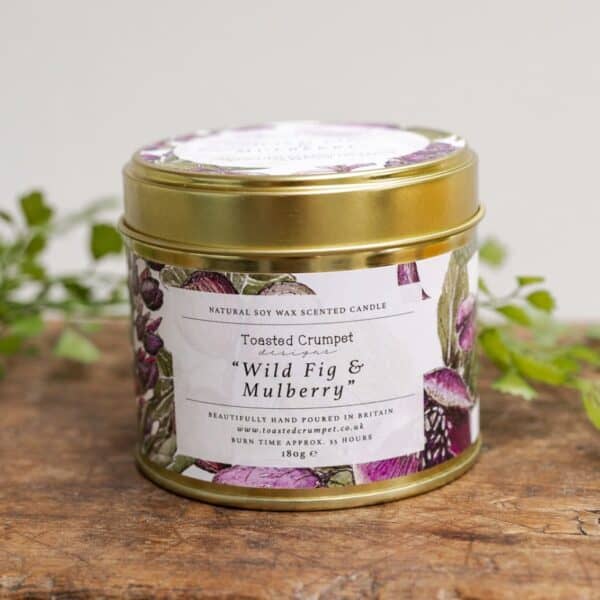 Wild Fig & Mulberry Candle in a Matt Gold Tin By Toasted Crumpet