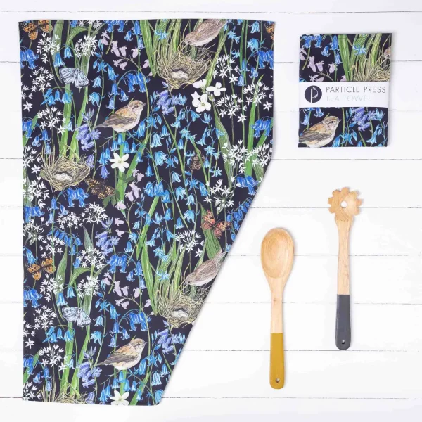 Nest and Bluebells Tea Towel by Particle Press