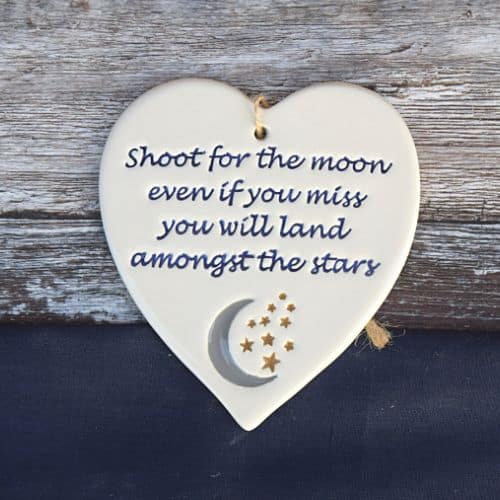 Shoot for the moon pottery heart by broadlands pottery
