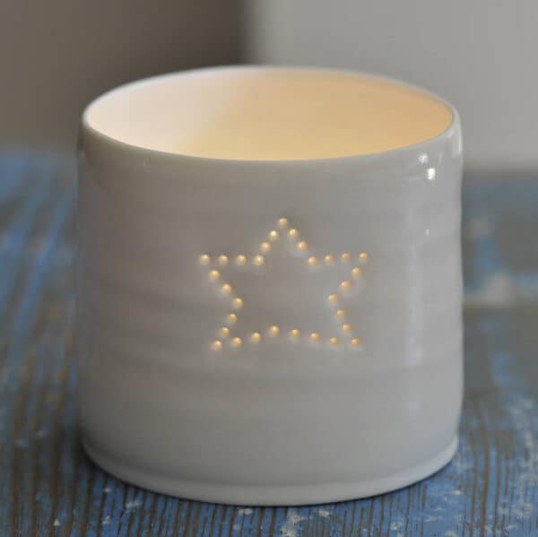 Single Star Mini Porcelain Tealight Holder by Luna Lighting