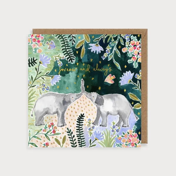 Elephants Forever and Always Card by Louise Mulgrew