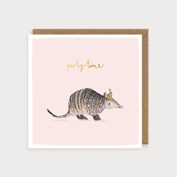 Armadillo Party Time Card by Louise Mulgrew