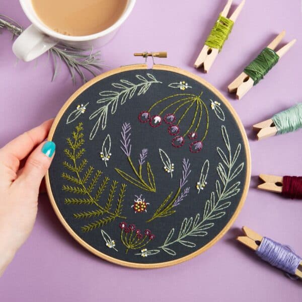 Black Wildwood Embroidery Kit by Hawthorn Handmade