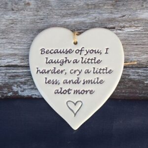Because of You Pottery Heart by Broadlands Pottery