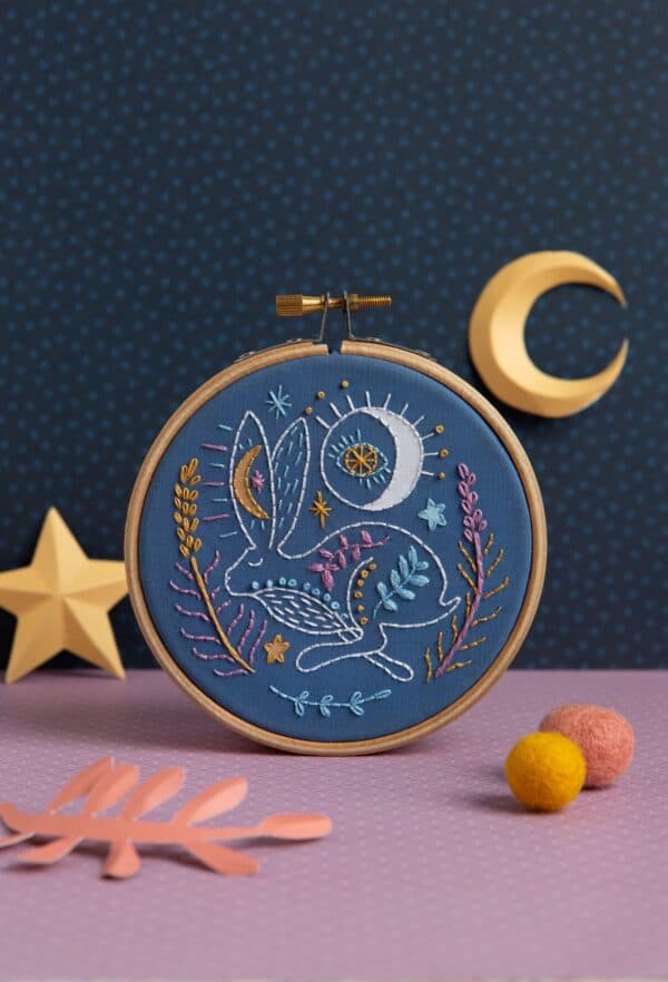 Celestial Mini Hare Embroidery Kit by Hawthorn Handmade