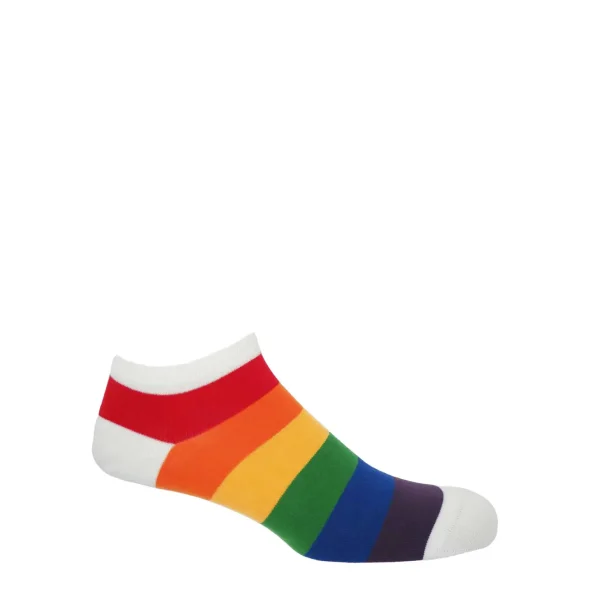 Rainbow Block Stripe Men's Trainer Socks by Peper Harow