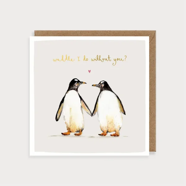 Penguins Waddle I Do Card by Louise Mulgrew