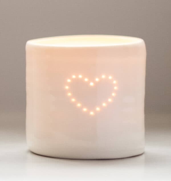 Single Heart mini porcelain tealight holder By Luna Lighting