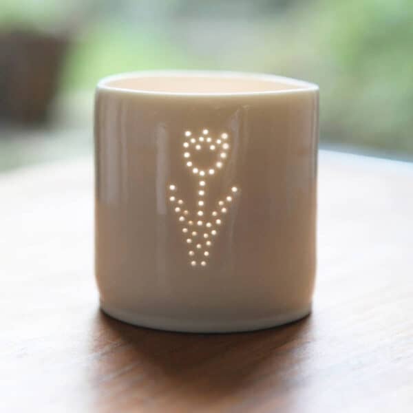 Tulip Porcelain Tealight Holder by Luna Lighting