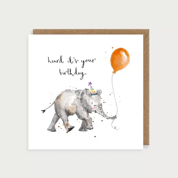 Elephant Birthday Card by Louise Mulgrew