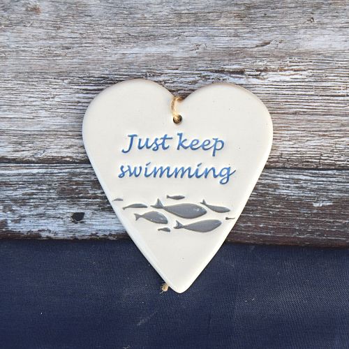 Swimming Pottery Heart by Broadlands Pottery
